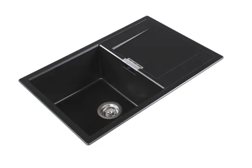 ✅ SCHOCK Kchensple Mono D-100 Cristadur Nano-Granitsple / Einbausple mit Drehexcenter Farbe Silverstone