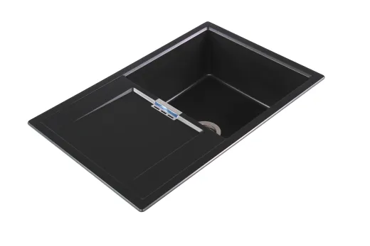 ✅ SCHOCK Kchensple Mono D-100 Cristadur Nano-Granitsple / Einbausple mit Drehexcenter Farbe Silverstone