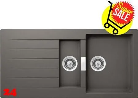 ✅ SCHOCK Kchensple Signus D-150 Cristadur Nano-Granitsple / Einbausple mit Drehexcenter Farbe Silverstone