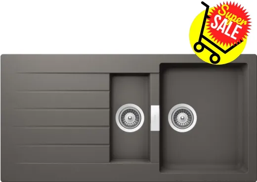 ✅ SCHOCK Kchensple Signus D-150 Cristadur Nano-Granitsple / Einbausple mit Drehexcenter Farbe Silverstone