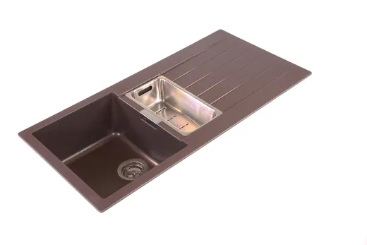 ✅ SCHOCK Kchensple Signus D-150 Cristadur Nano-Granitsple / Einbausple mit Drehexcenter Farbe Silverstone