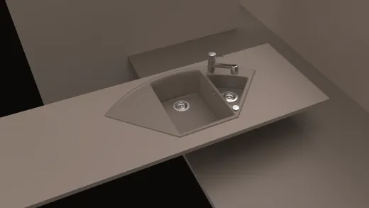 ✅ SCHOCK Kchensple Lotus C 150 Cristadur Nano-Granitsple / Ecksple mit Drehexcenter Farbe Puro