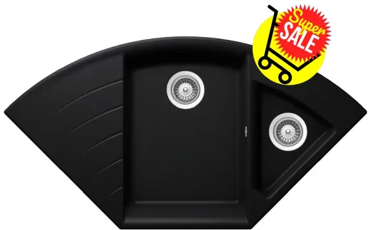 ✅ SCHOCK Kchensple Lotus C 150 Cristadur Nano-Granitsple / Ecksple mit Drehexcenter Farbe Puro