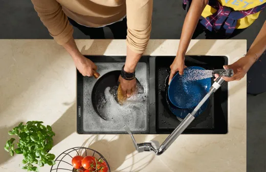 ✅ HANSGROHE Kchensple S51 S510-U450 SilicaTec Granit-Unterbausple 450 in Farbe Betongrau mit Siebkorb als Stopfen- oder Drehknopfventil