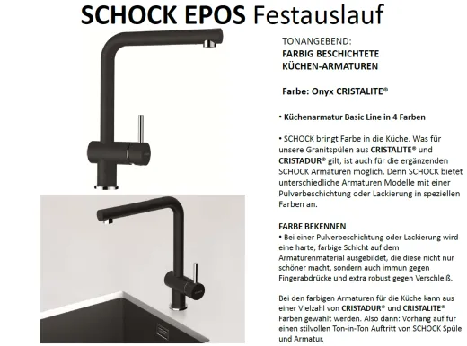 ✅ SCHOCK Kchenarmatur Epos Cristalite Basic Line Einhebelmischer Festauslauf 360 schwenkbarer Auslauf Farbe Onyx