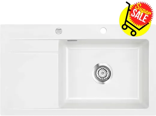 ✅*Systemceram KeraDomo STEMA 86 SL-BASIC Keramiksple / Einbausple in Standardfarbe Grnland glnzend fr die Kche