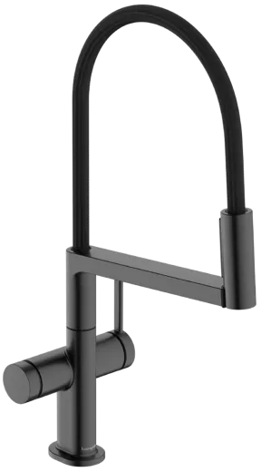 HANSGROHE Kchenarmatur Talis Select M54 PowderSpray Brushed Black Chrom Einhebelmischer mit Pendelbrause, Semi-Pro, 3jet (72861340)