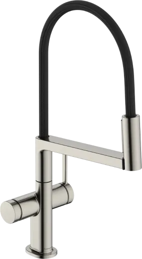 HANSGROHE Kchenarmatur Talis Select M54 PowderSpray Edelstahl Finish Einhebelmischer mit Pendelbrause, Semi-Pro, 3jet (72861800)