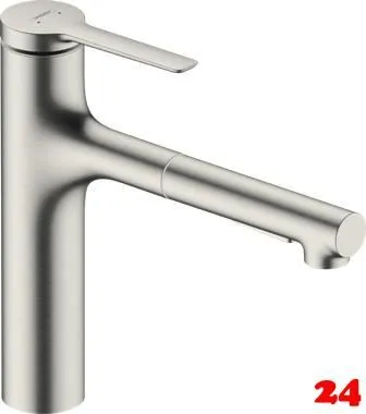 HANSGROHE Kchenarmatur Zesis M33 Edelstahl Finish Einhebelmischer 160 mit Ausziehbrause, 2jet, sBox lite (74804800)