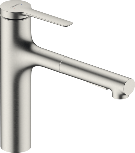 HANSGROHE Kchenarmatur Zesis M33 Edelstahl Finish Einhebelmischer 160 mit Ausziehbrause, 2jet (74801800)