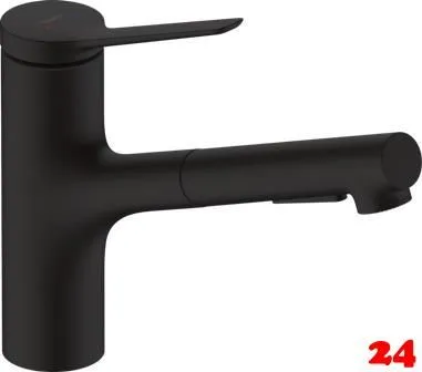 HANSGROHE Kchenarmatur Zesis M33 Mattschwarz Einhebelmischer 150 mit Ausziehbrause aus Metall, 2jet, sBox (74821670)