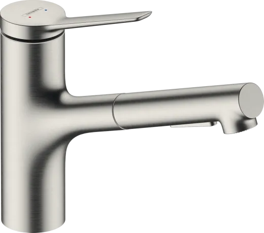 HANSGROHE Kchenarmatur Zesis M33 Edelstahl Finish Einhebelmischer 150 mit Ausziehbrause aus Metall, 2jet, sBox (74821800)