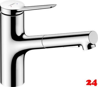 HANSGROHE Kchenarmatur Zesis M33 Chrom Einhebelmischer 150 mit Ausziehbrause aus Metall, 2jet (74820000)