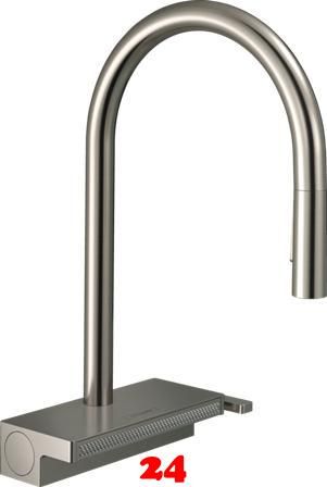 HANSGROHE Kchenarmatur Aquno Select M81 Edelstahl Finish Einhebelmischer 170 mit Zugauslauf als Ausziehbrause, 3jet (73837800)