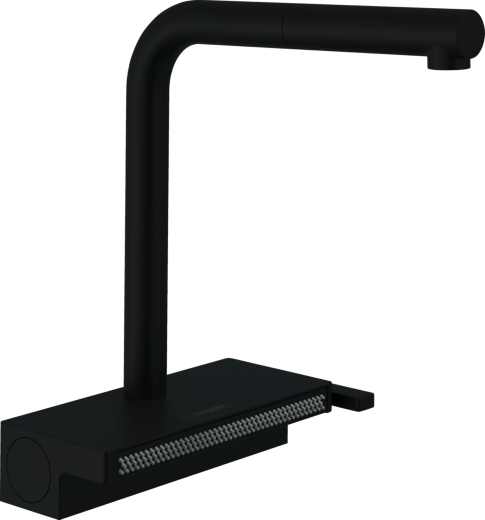HANSGROHE Kchenarmatur Aquno Select M81 Mattschwarz Einhebelmischer 250 mit Ausziehauslauf, 2jet (73836670)