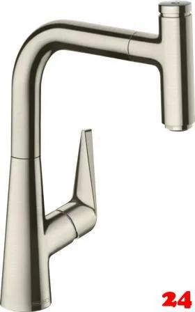 HANSGROHE Kchenarmatur Talis Select M51 Edelstahl Finish Einhebelmischer 220 mit Ausziehauslauf, 1jet (72822800)