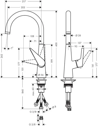 HANSGROHE Kchenarmatur Talis M51 Chrom Einhebelmischer 260 mit Festauslauf, 1jet Niederdruck (72812000)