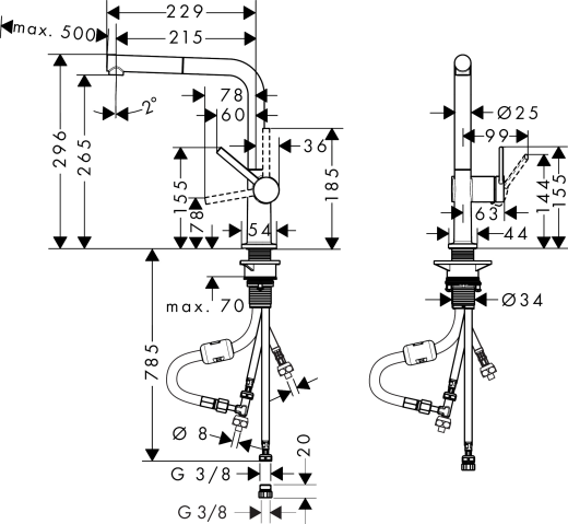 HANSGROHE Kchenarmatur Talis M54 Mattschwarz Einhebelmischer 270 mit Ausziehauslauf, 1jet Niederdruck (72860670)