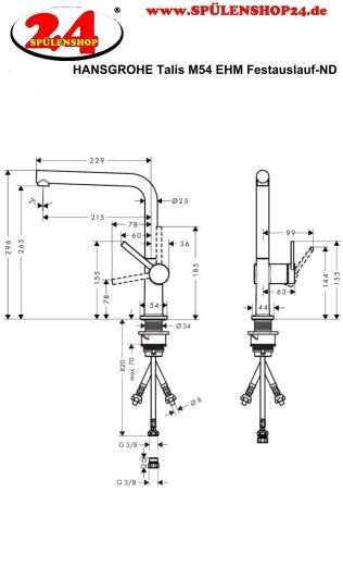 HANSGROHE Kchenarmatur Talis M54 Mattschwarz Einhebelmischer 270 mit Festauslauf Schwenkbereich einstellbar, 1jet Niederdruck (72859670)