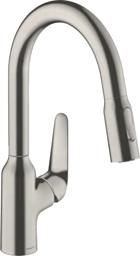 HANSGROHE Kchenarmatur Focus M42 Edelstahl Finish Einhebelmischer 180 mit Ausziehbrause, 2jet (71801800)