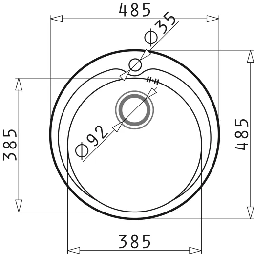 PYRAMIS Kchensple Kiba (485) 1B Edelstahlsple / Rundbecken Siebkorb als Stopfenventil