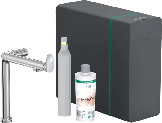 HANSGROHE Kchenarmatur Aqittura M91 Chrom SodaSystem 240 mit Festauslauf, 1jet, Starter Set (76810000)