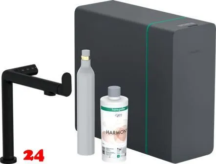 HANSGROHE Kchenarmatur Aqittura M91 Mattschwarz SodaSystem 240 mit Festauslauf, 1jet, Starter Set (76810670)