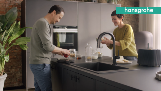 HANSGROHE Kchenarmatur Aqittura M91 Edelstahl Finish SodaSystem 240 mit Festauslauf, 1jet, Starter Set (76810800)