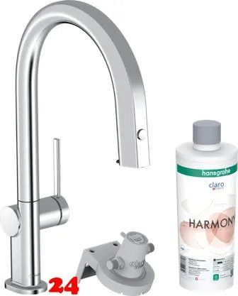 HANSGROHE Kchenarmatur Aqittura M91 Chrom FilterSystem 210 mit Ausziehauslauf, 1jet, sBox, Starter Set (76800000)