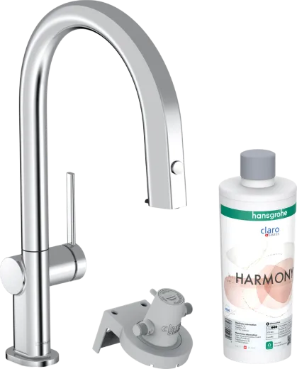 HANSGROHE Kchenarmatur Aqittura M91 Chrom FilterSystem 210 mit Ausziehauslauf, 1jet, sBox, Starter Set (76800000)