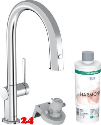 HANSGROHE Kchenarmatur Aqittura M91 Chrom FilterSystem 210 mit Ausziehauslauf, 1jet, Starter Set (76801000)
