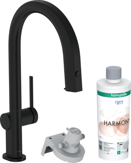 HANSGROHE Kchenarmatur Aqittura M91 Mattschwarz FilterSystem 210 mit Ausziehauslauf, 1jet, Starter Set (76801670)