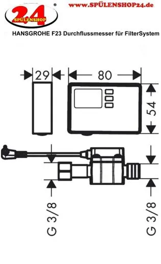 HANSGROHE F23 Durchflussmesser fr Aqittura M91 FilterSystem (76828000)