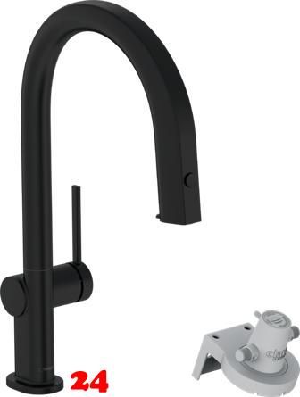 HANSGROHE Kchenarmatur Aqittura M91 Mattschwarz FilterSystem 210 mit Ausziehauslauf, 1jet (76803670)