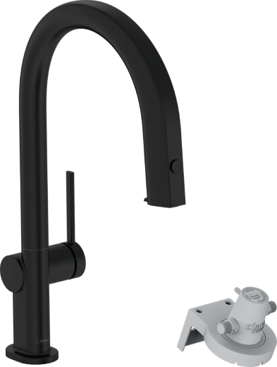 HANSGROHE Kchenarmatur Aqittura M91 Mattschwarz FilterSystem 210 mit Ausziehauslauf, 1jet (76803670)
