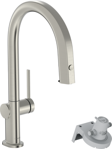 HANSGROHE Kchenarmatur Aqittura M91 Edelstahl Finish FilterSystem 210 mit Ausziehauslauf, 1jet (76803800)