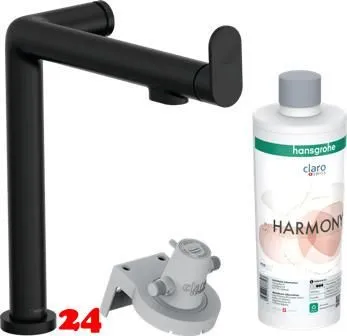 HANSGROHE Kchenarmatur Aqittura M91 Mattschwarz FilterSystem 240 mit Festauslauf, 1jet, Starter Set (76802670)