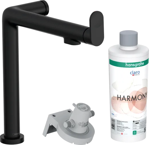 HANSGROHE Kchenarmatur Aqittura M91 Mattschwarz FilterSystem 240 mit Festauslauf, 1jet, Starter Set (76802670)