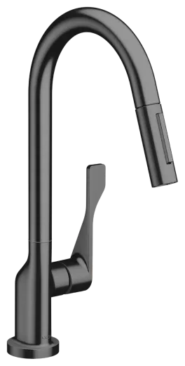 AXOR Kchenarmatur Citterio Brushed Black Chrome Einhebelmischer 250 mit Zugauslauf als Ausziehbrause Schwenkbereich einstellbar (39835340)