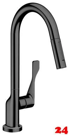 AXOR Kchenarmatur Citterio Polished Black Chrome Einhebelmischer 250 mit Zugauslauf als Ausziehbrause Schwenkbereich einstellbar (39835330)