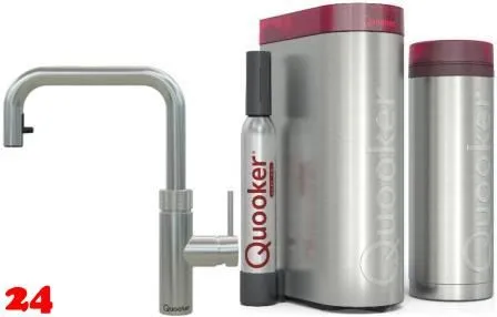 QUOOKER FLEX SQUARE Zugauslauf Edelstahl VAQ PRO3 mit CUBE 2 *Der Wasserhahn, der alles kann! (PRO3FXSSSTCUBE)