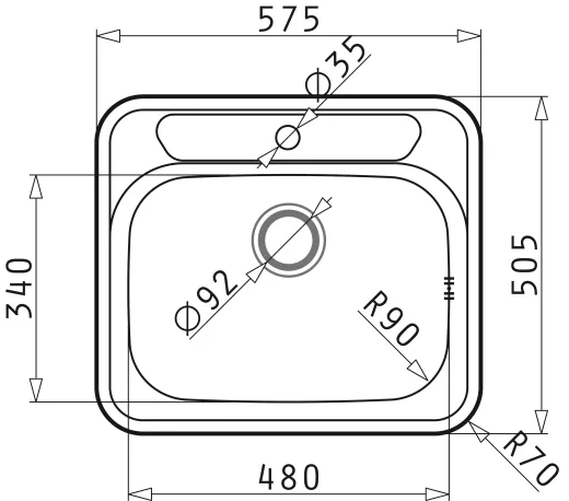 PYRAMIS Kchensple Atria (57,5x50,5) 1B Einbausple / Edelstahlsple Siebkorb als Stopfenventil