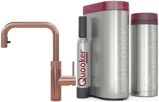 QUOOKER FLEX SQUARE Zugauslauf Kupfer Rose' PVD VAQ PRO3 mit CUBE 2 *Der Wasserhahn, der alles kann! (PRO3FXSRCOCUBE)