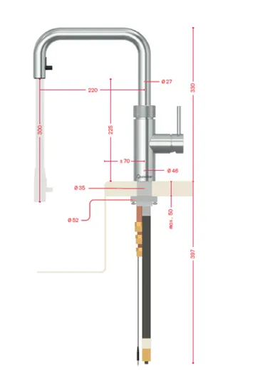 QUOOKER FLEX SQUARE Zugauslauf Chrom Combi B mit CUBE 2 *Der Wasserhahn, der alles kann! (COMBIFXSCHRCUBE)