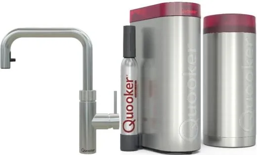 QUOOKER FLEX SQUARE Zugauslauf Edelstahl Combi (+) B mit CUBE 2 *Der Wasserhahn, der alles kann! (COMBI+FXSSSTCUBE)
