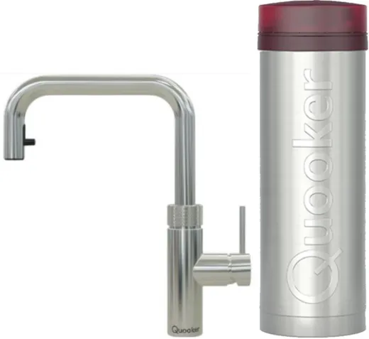 QUOOKER FLEX SQUARE VAQ PRO3 Einhebelmischer Zugauslauf Chrom & 100C Armatur Kochendwasserhahn (PRO3FXSCHR)