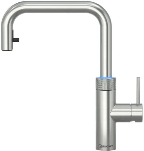 QUOOKER FLEX SQUARE VAQ PRO3 Einhebelmischer Zugauslauf Edelstahl & 100�C Armatur Kochendwasserhahn (PRO3FXSSST)