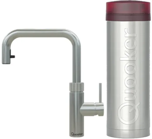 QUOOKER FLEX SQUARE VAQ PRO3 Einhebelmischer Zugauslauf Edelstahl & 100C Armatur Kochendwasserhahn (PRO3FXSSST)