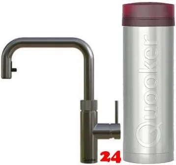 QUOOKER FLEX SQUARE VAQ PRO3 Einhebelmischer Zugauslauf Gunmetal PVD & 100C Armatur Kochendwasserhahn (PRO3FXSGME)