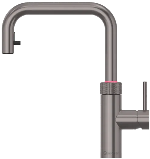 QUOOKER FLEX SQUARE VAQ PRO3 Einhebelmischer Zugauslauf Gunmetal PVD & 100�C Armatur Kochendwasserhahn (PRO3FXSGME)